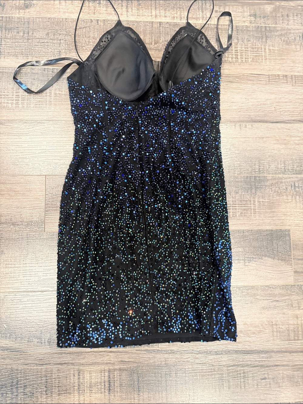 Jovani Black Dress with Blue Sequin Ombre - Picture 2 of 3